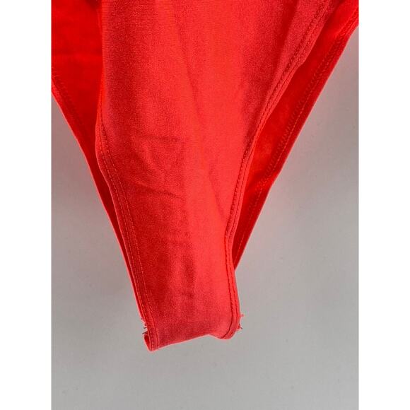 ROMA CONCEPT Women's Neon Orange Crewneck Short Sleeve Cheeky Bodysuit SZ L - Picture 6 of 11